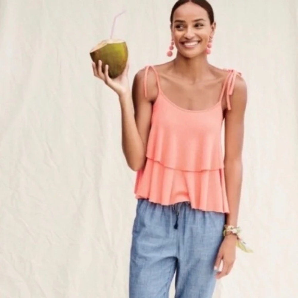 J Crew NWOT Tiered Wool Pink Tank Top